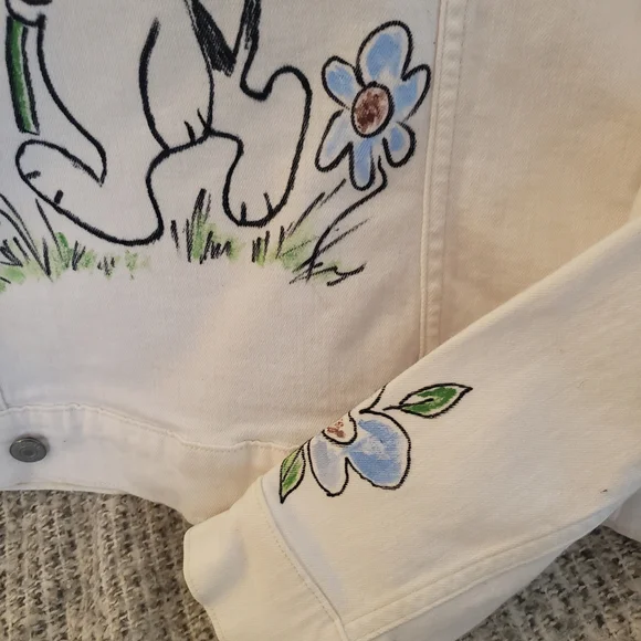 Custom Painted Snoopy & Sunflowers Denim Jacket - Picture 3 of 11